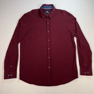 Buttercloth Icy Cotton‎ Shirt Men's XL Burgundy Regular Fit Stretch Button Up